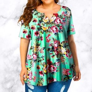 Vislily Floral Print Mint Top